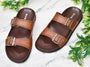 Mens Brown Adjustable Strap slipper (Z2)