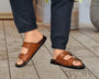 Mens Brown Adjustable Strap slipper (Z2)