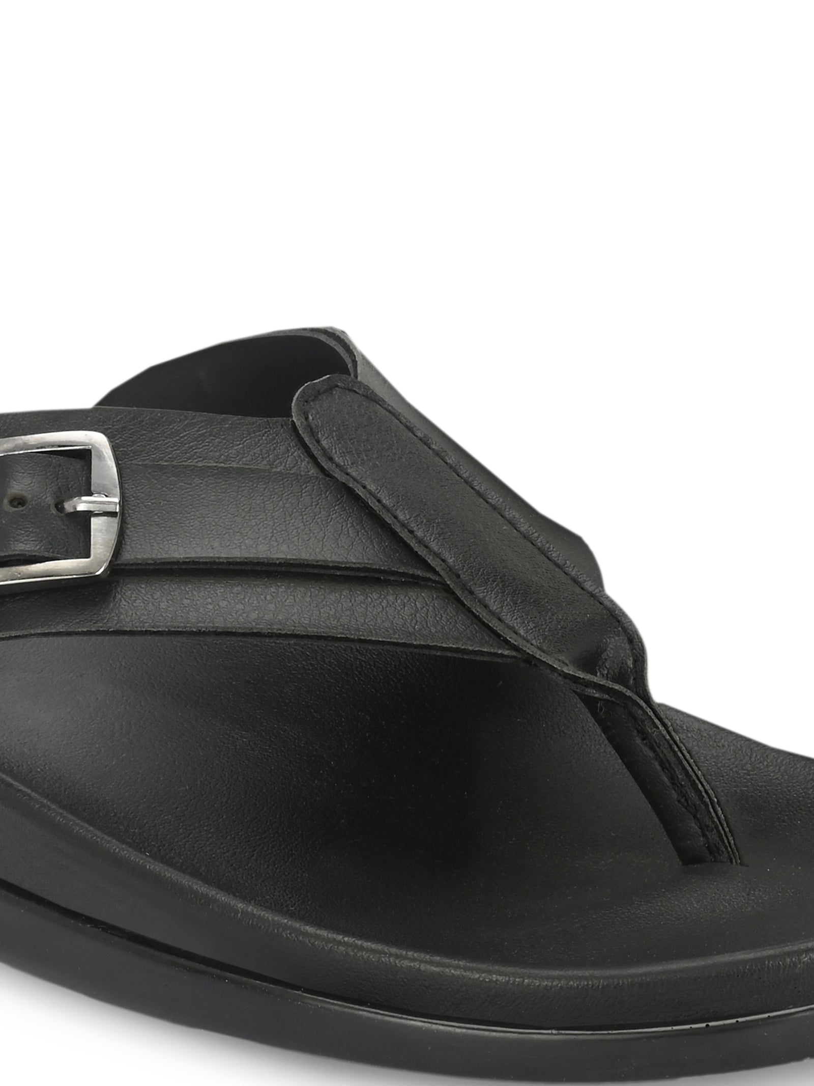 Men black v-shape slipper with buckle look (L7)