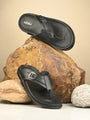 Men black v-shape slipper with buckle look (L7)