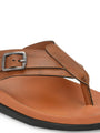 Men tan v-shape slipper with buckle look (L7)