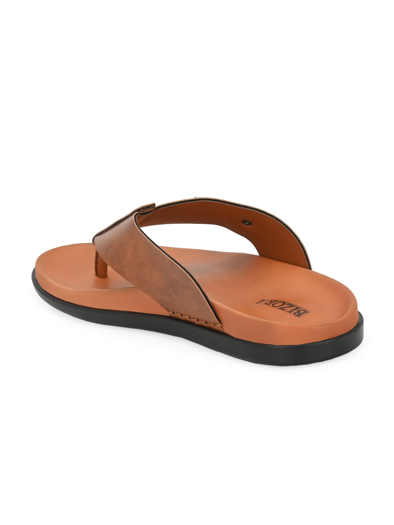 Men tan v-shape slipper with buckle look (L7)