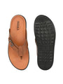 Men tan v-shape slipper with buckle look (L7)