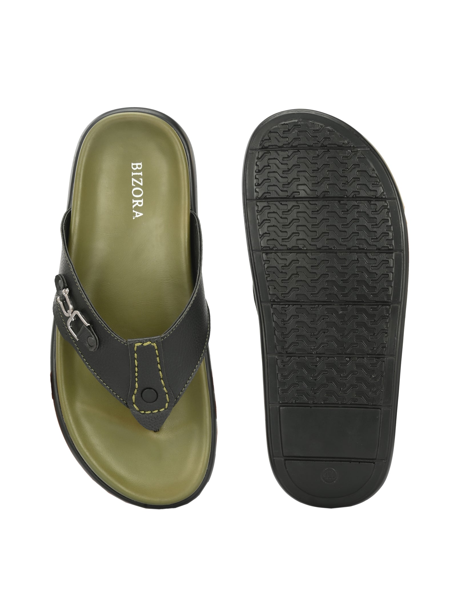 Stylish & comfortable Buckled Men's Olive Slipper (TY-3)