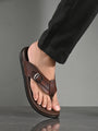 Men brown v-shape slipper with buckle look (L7)