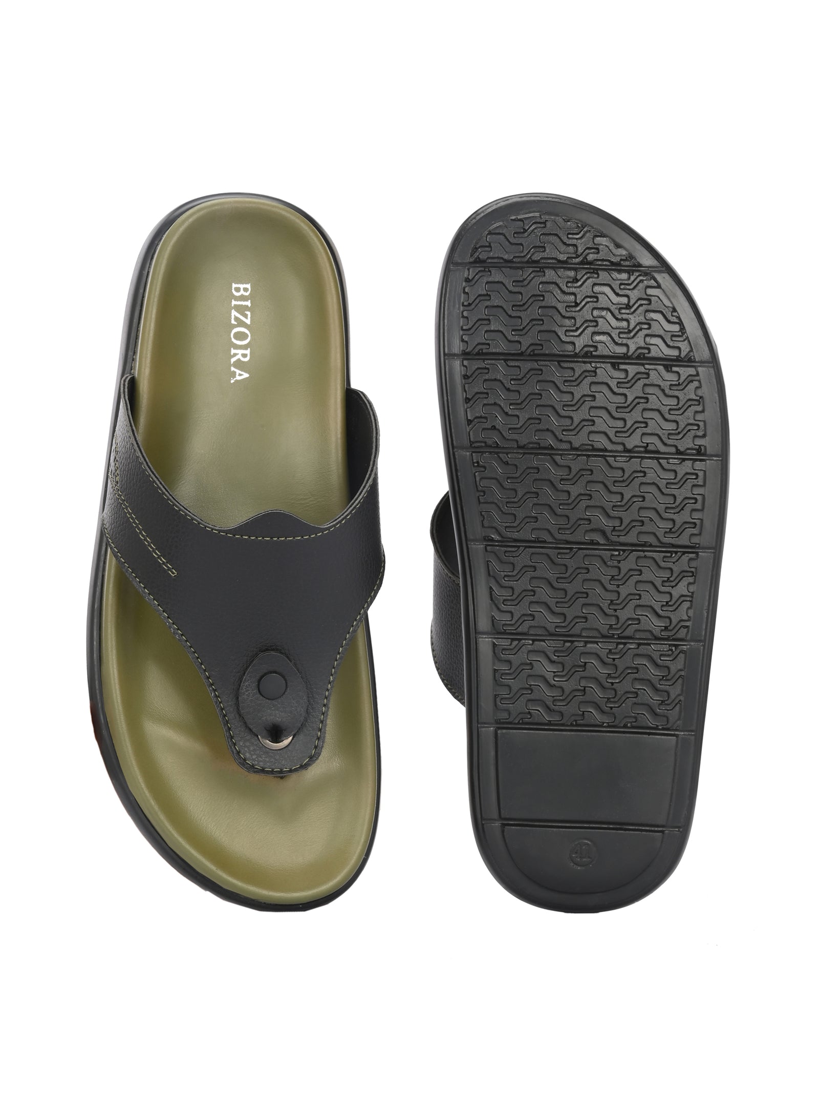 Stylish & comfortable Designer Stitched Men's  Olive Slipper (TY-2)