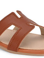 BIZORA Women's Tan Slip-On Sandals - Comfortable and Stylish Flat Footwear