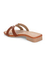 BIZORA Women's Tan Slip-On Sandals - Comfortable and Stylish Flat Footwear