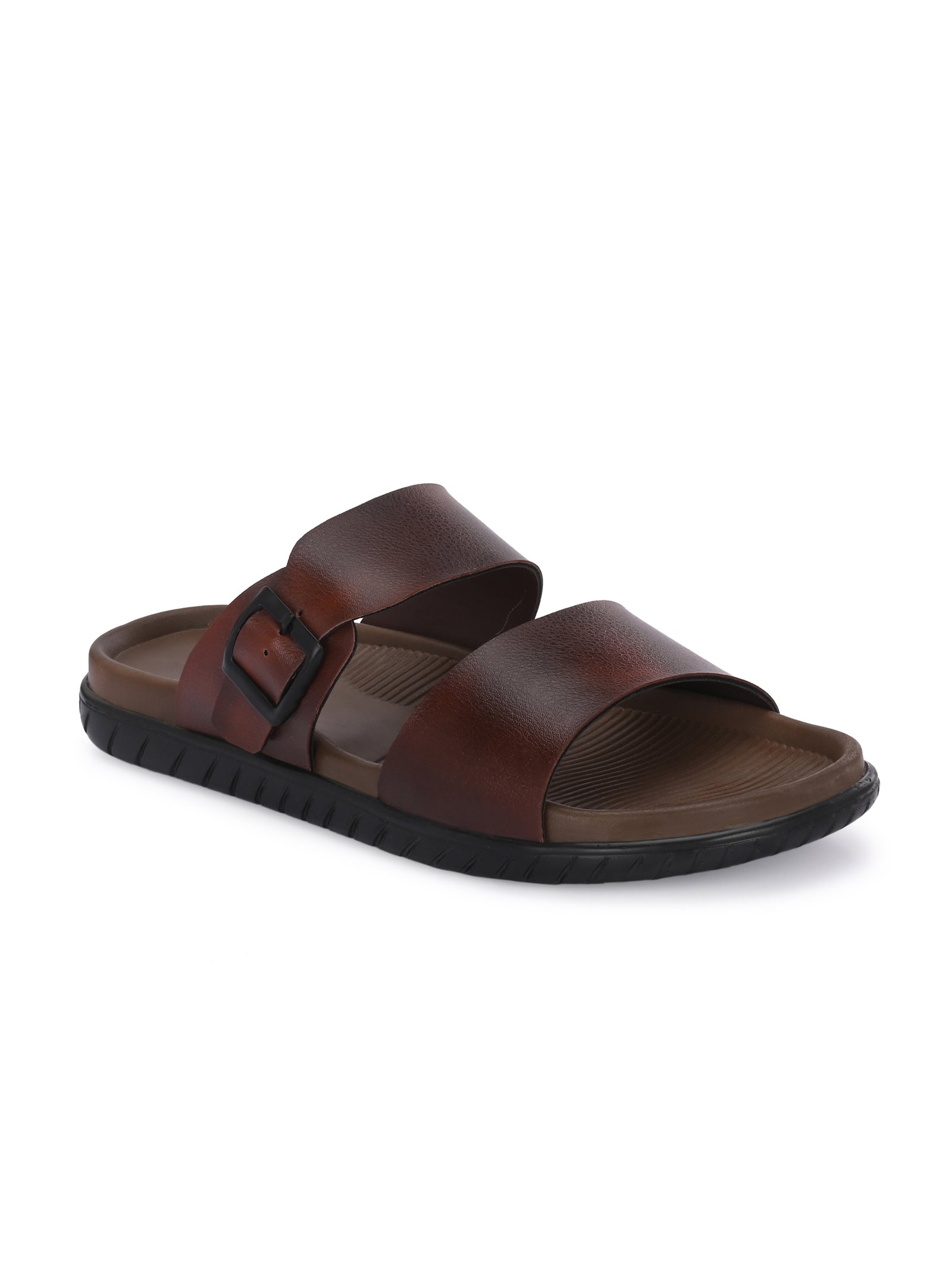 Men Brown adjustable strap slipper (T4)