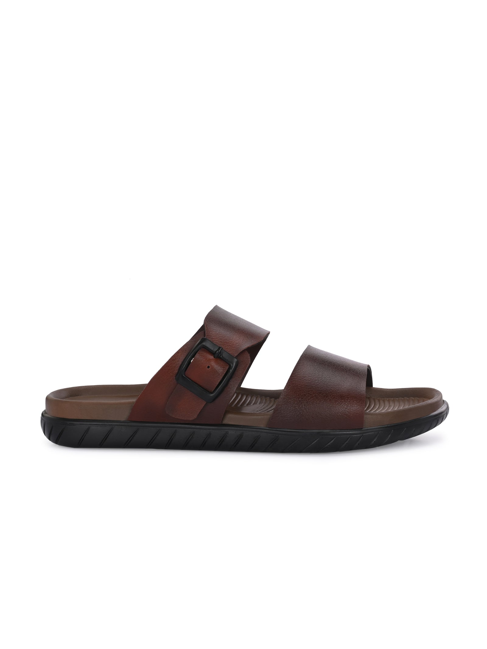 Men Brown adjustable strap slipper (T4)