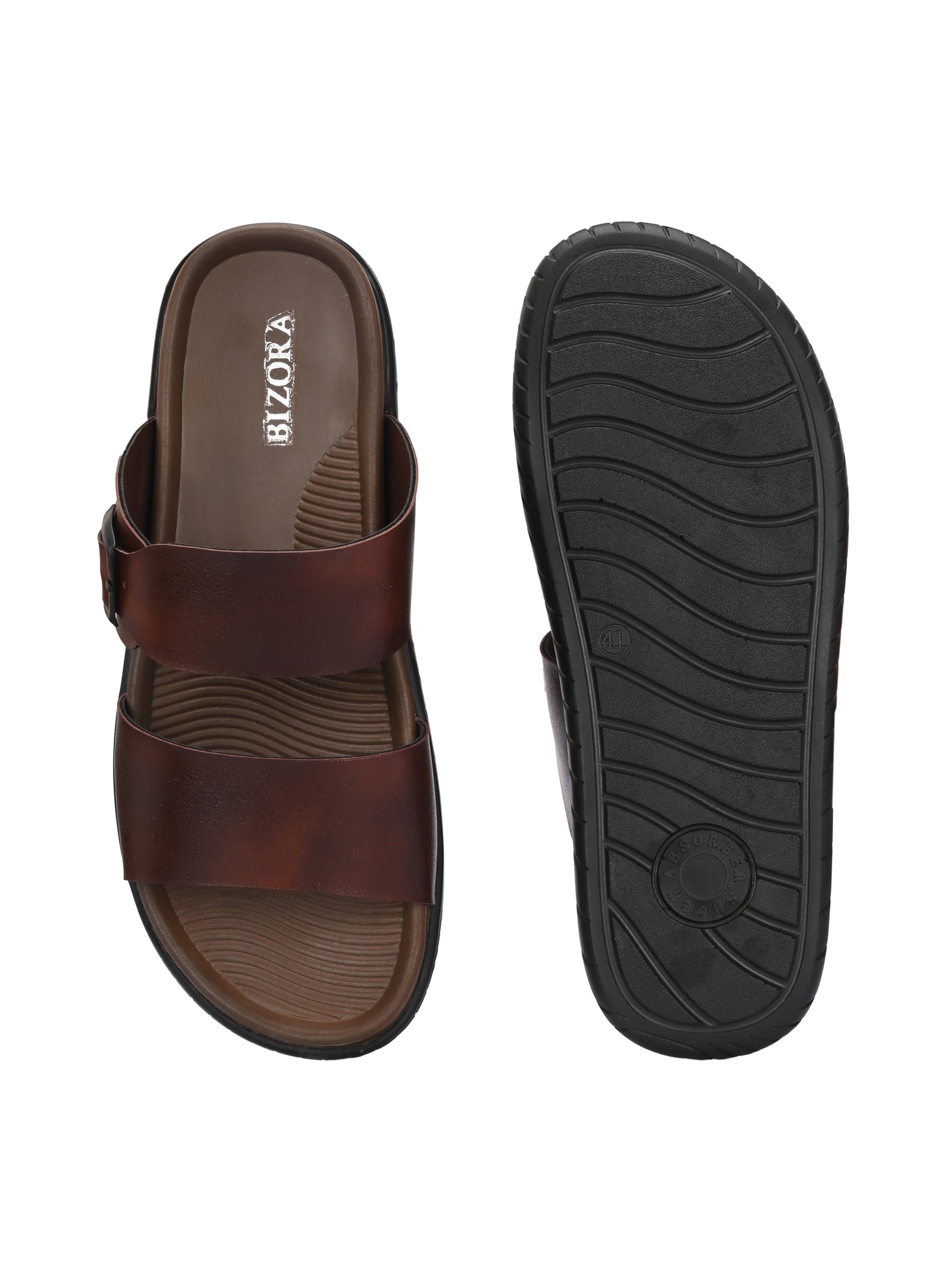 Men Brown adjustable strap slipper (T4)