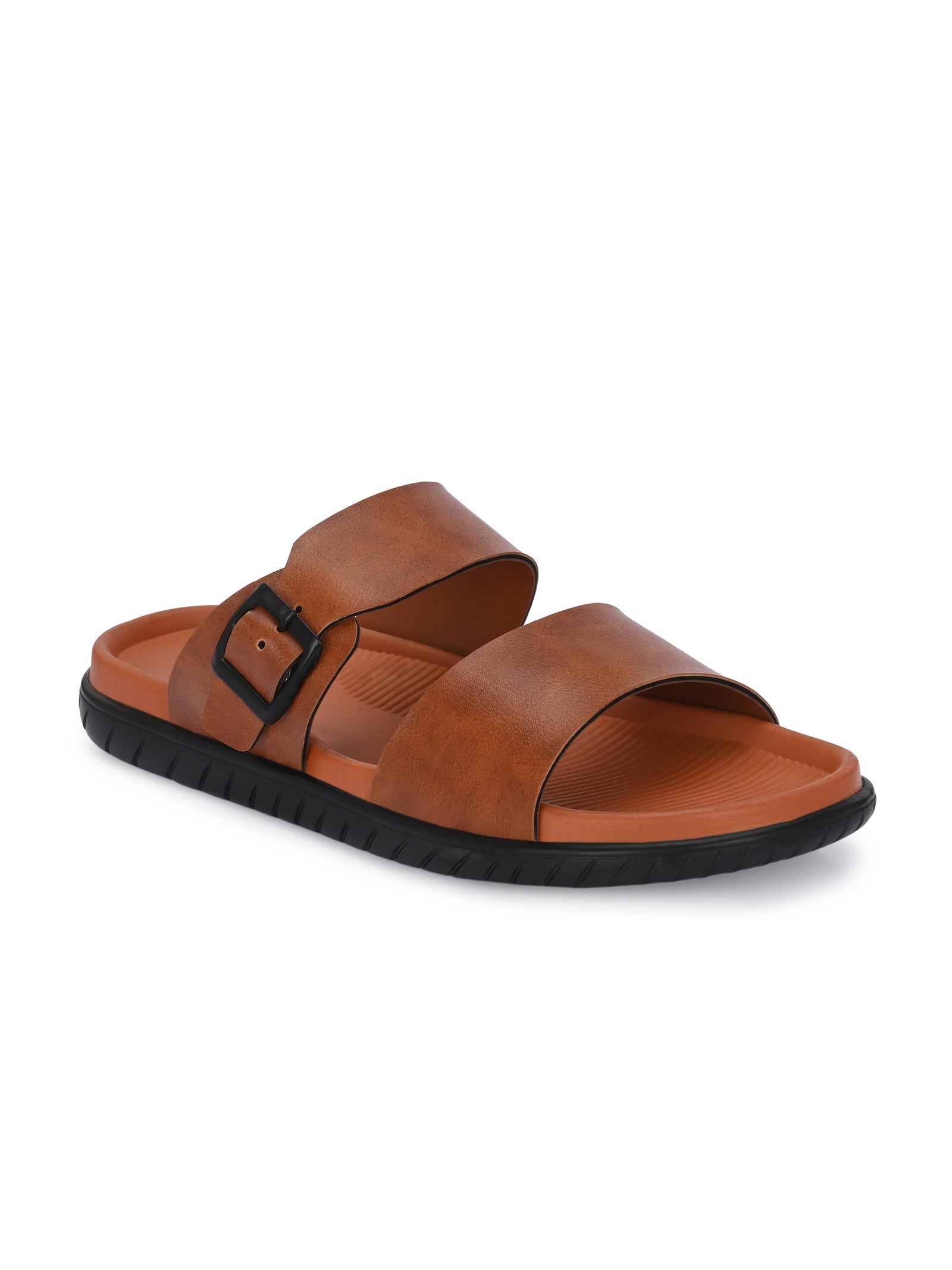 Men Tan adjustable strap slipper (T4)