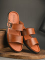 Men Tan adjustable strap slipper (T4)