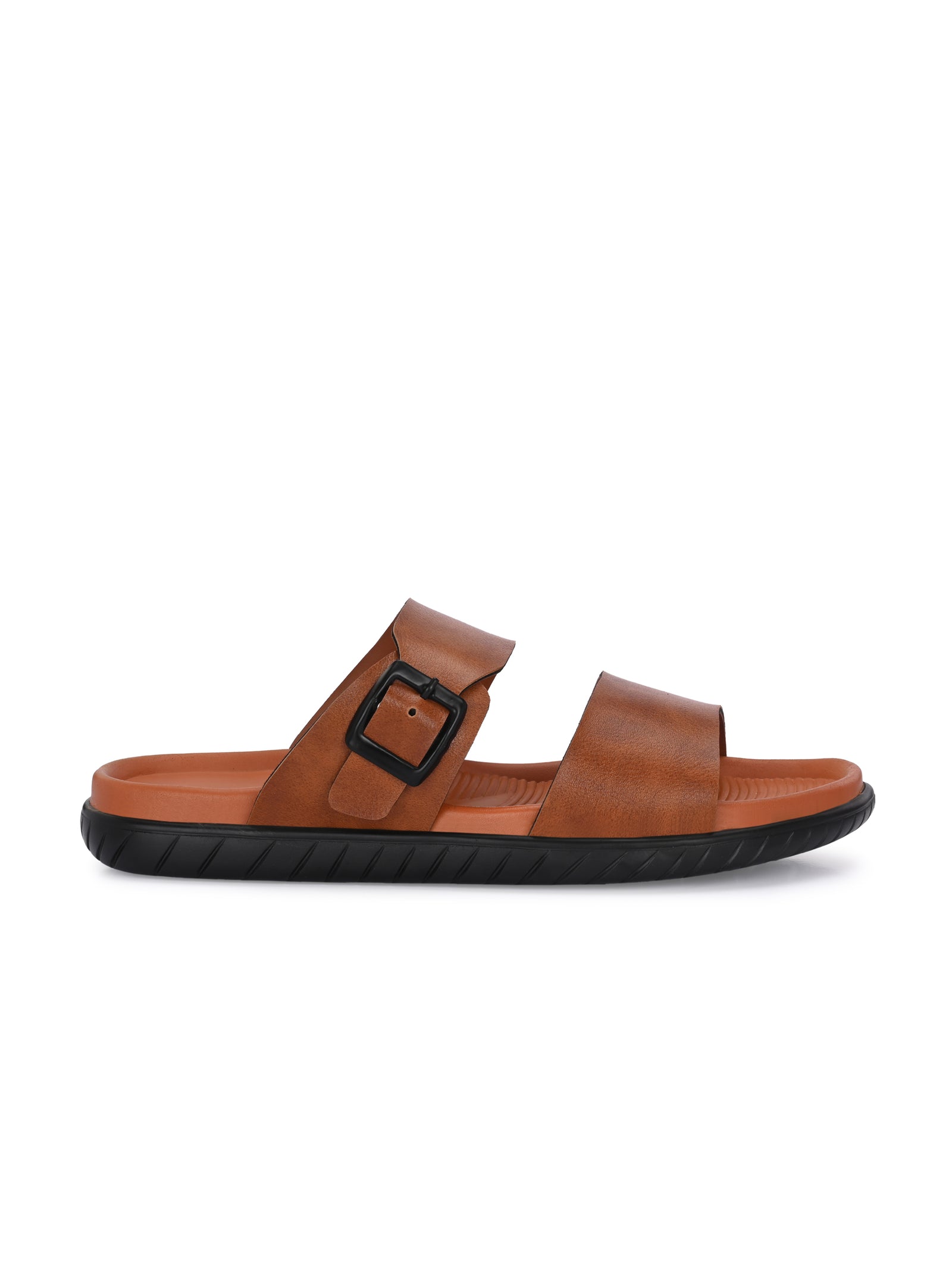 Men Tan adjustable strap slipper (T4)