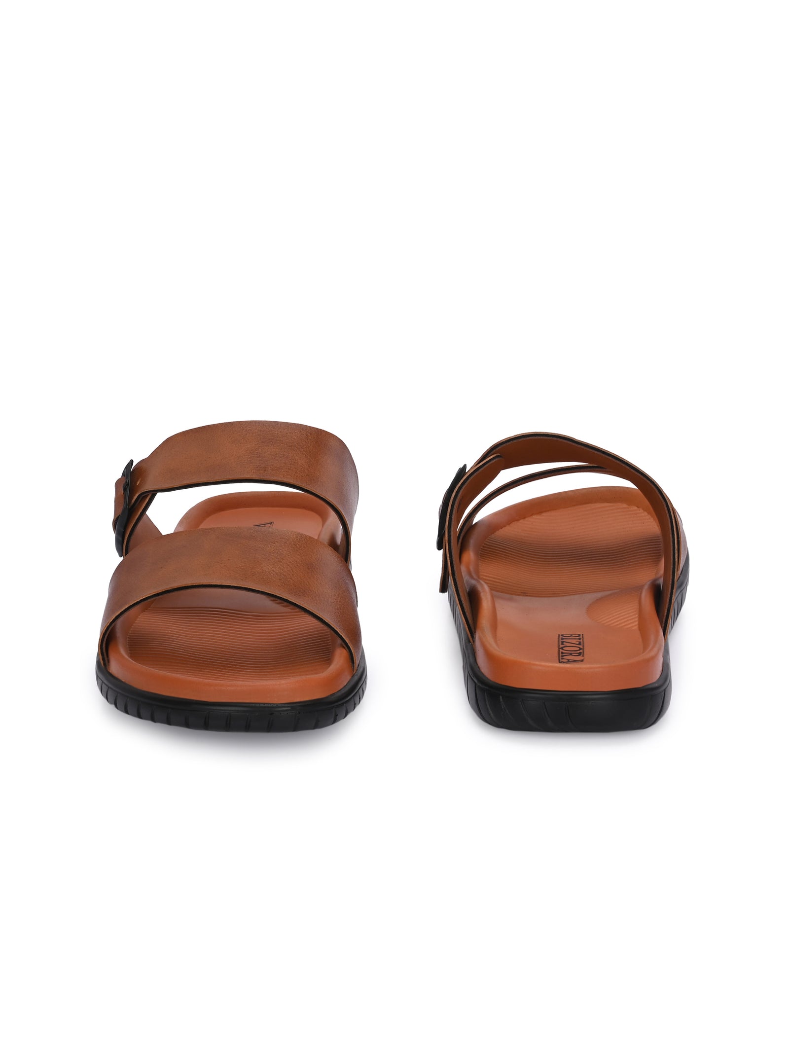 Men Tan adjustable strap slipper (T4)