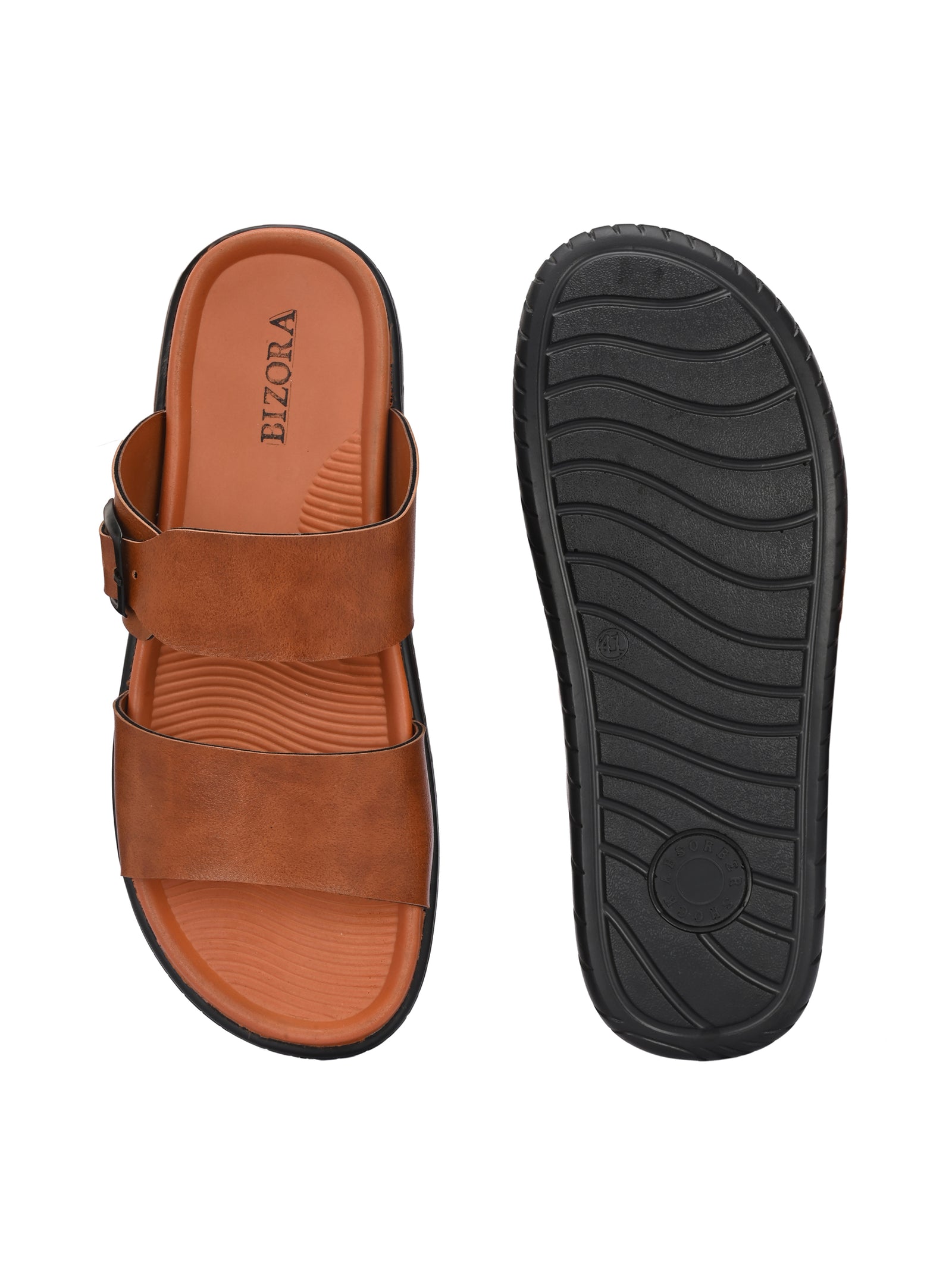 Men Tan adjustable strap slipper (T4)