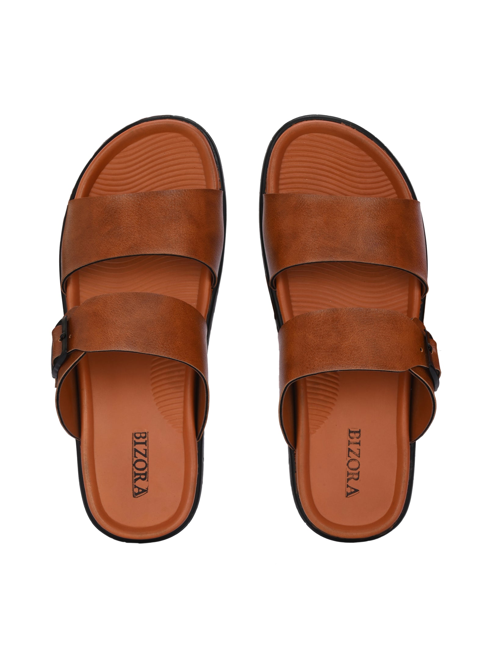 Men Tan adjustable strap slipper (T4)