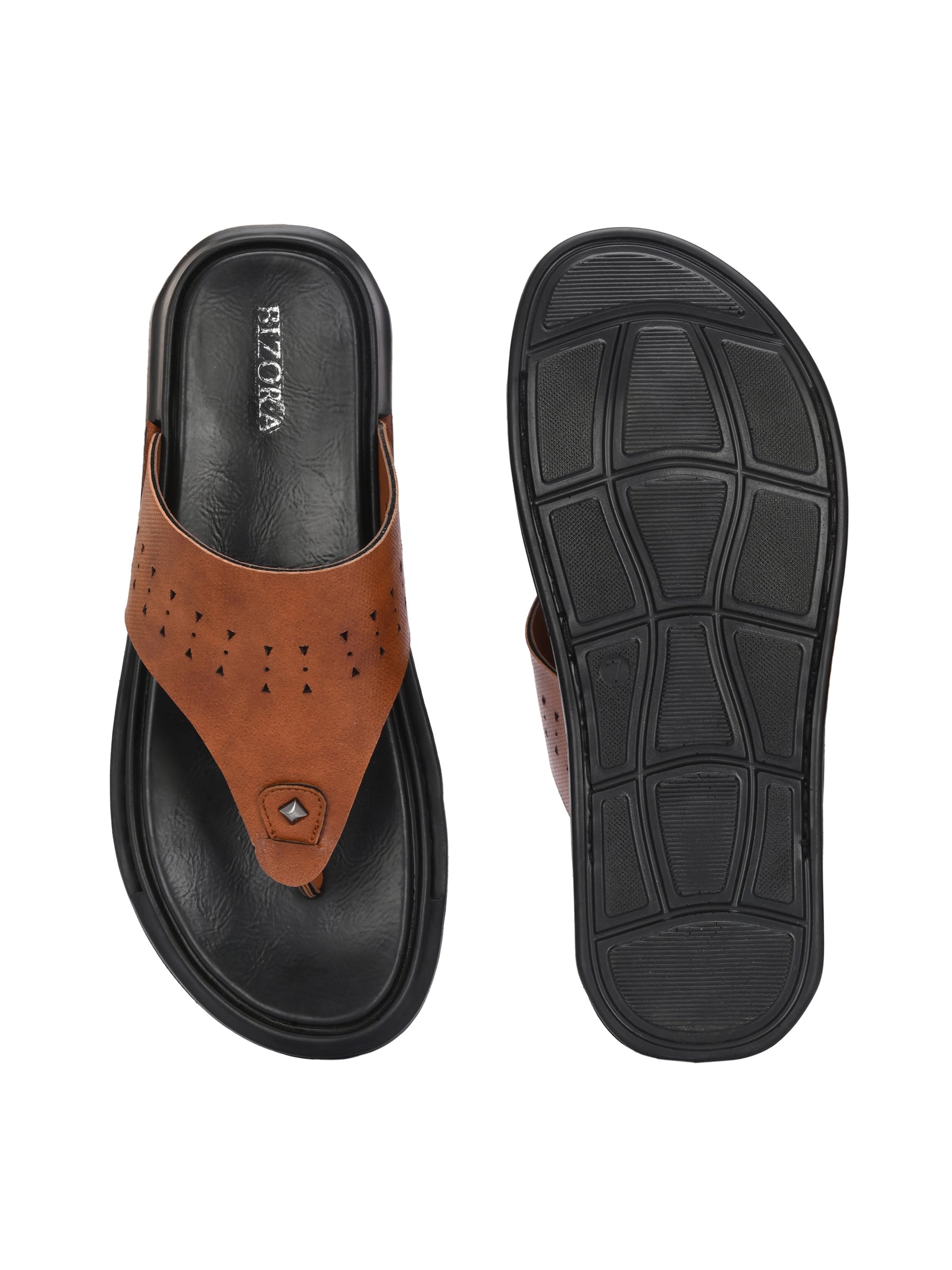 Men Tan v-shape slipper (B-13)