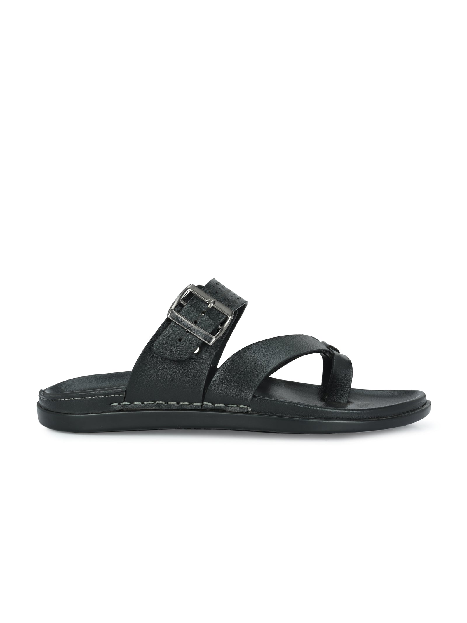 Mens  black adjustable strip slipper (L-2)