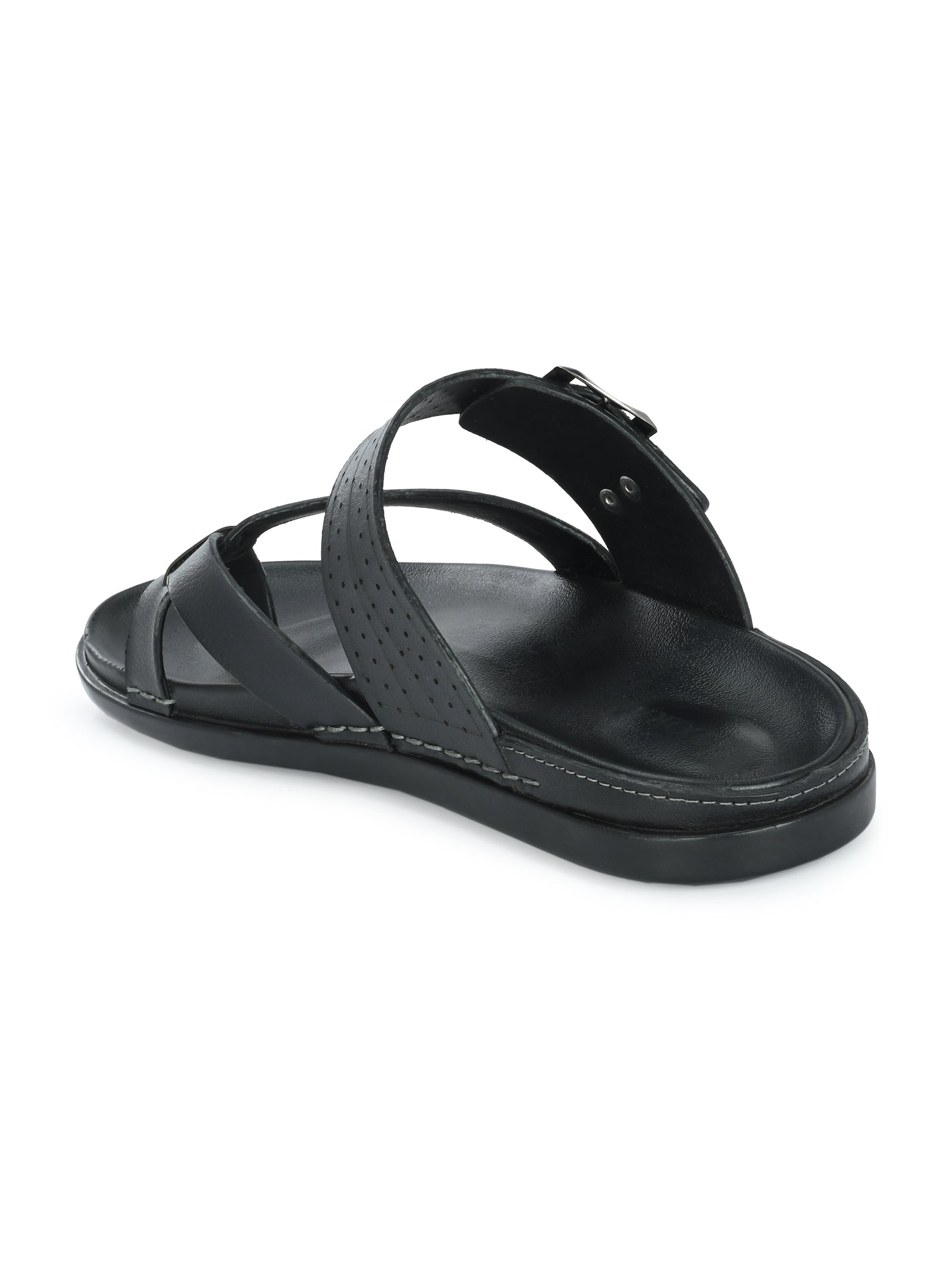 Mens  black adjustable strip slipper (L-2)