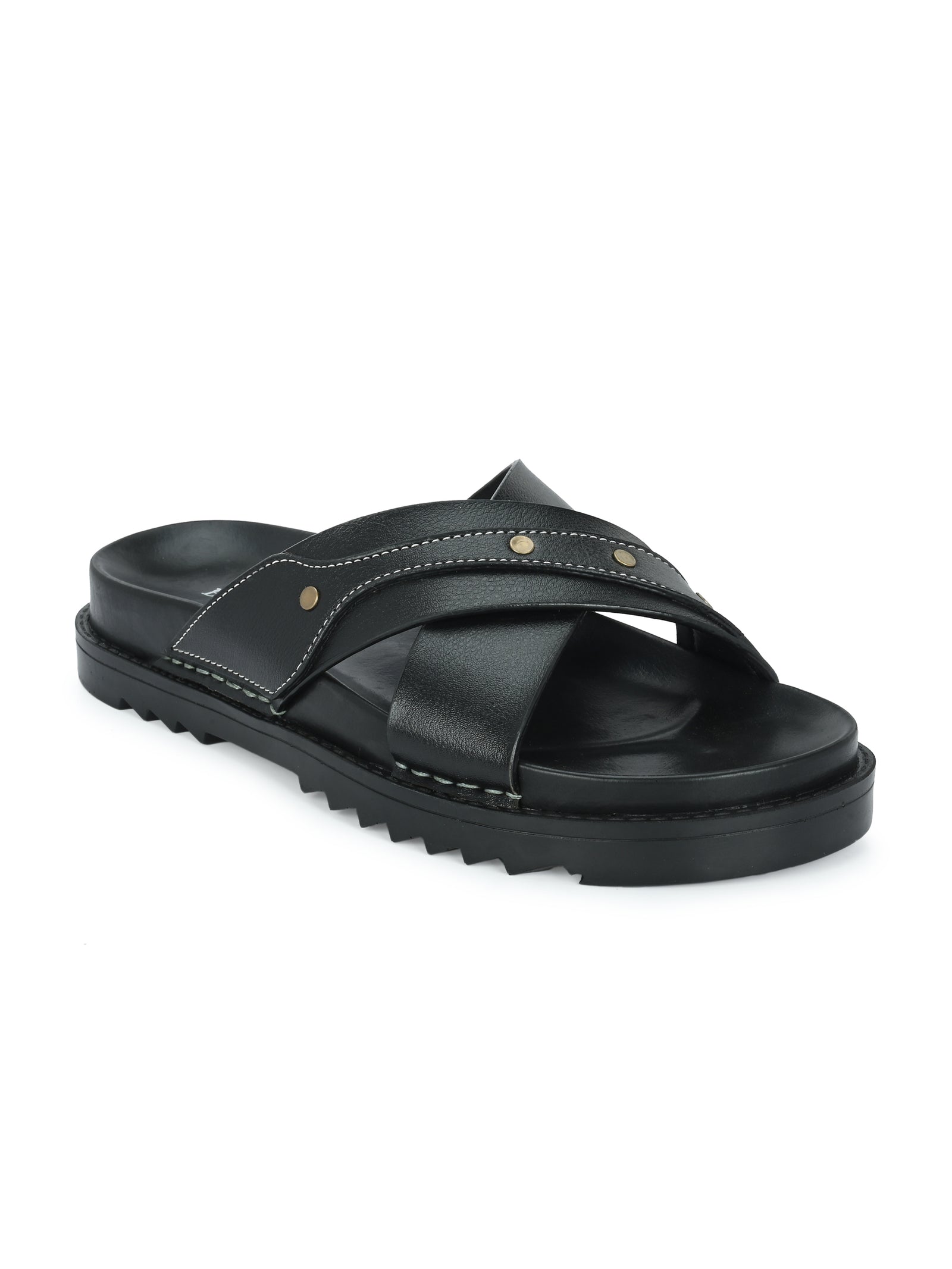 Mens black cross slide slipper