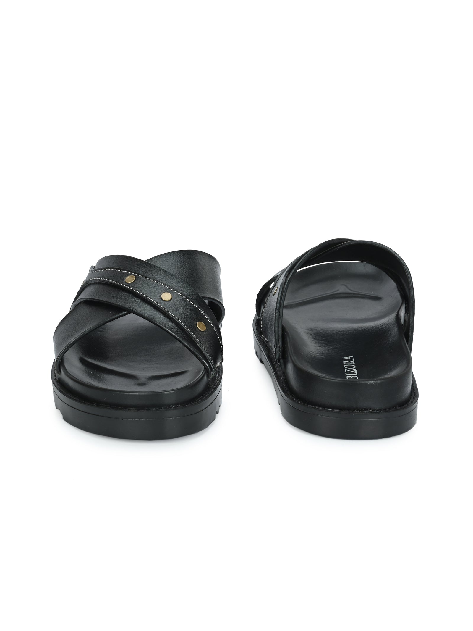 Mens black cross slide slipper