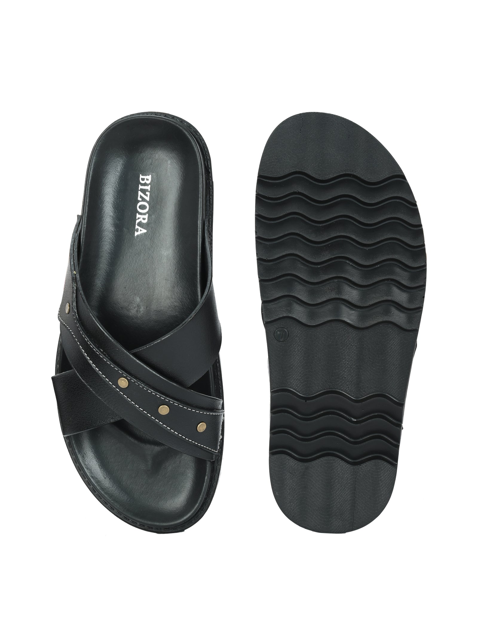 Mens black cross slide slipper