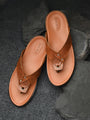 Men Tan V-Shape Slipper