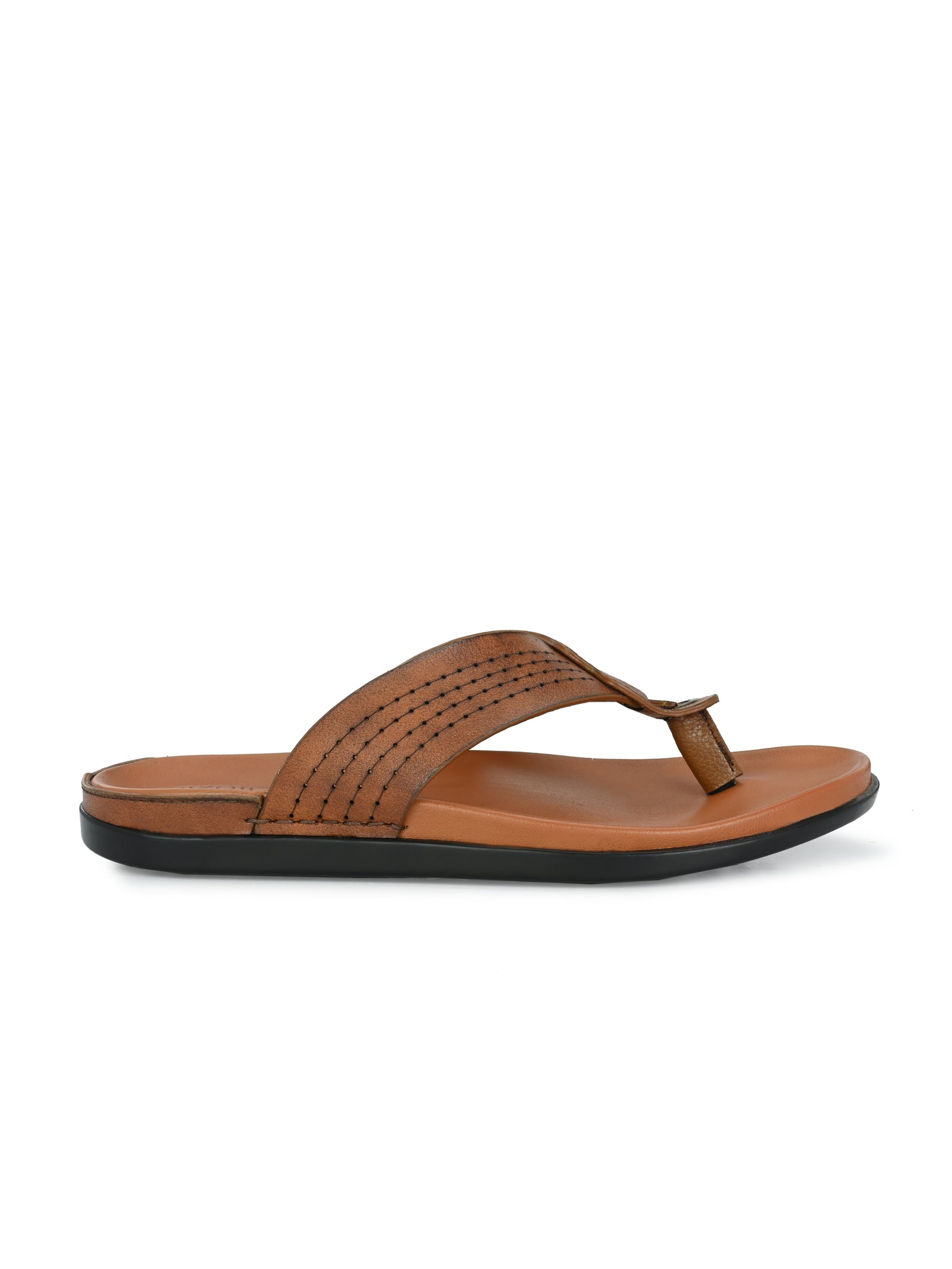 Men Tan V-Shape Slipper