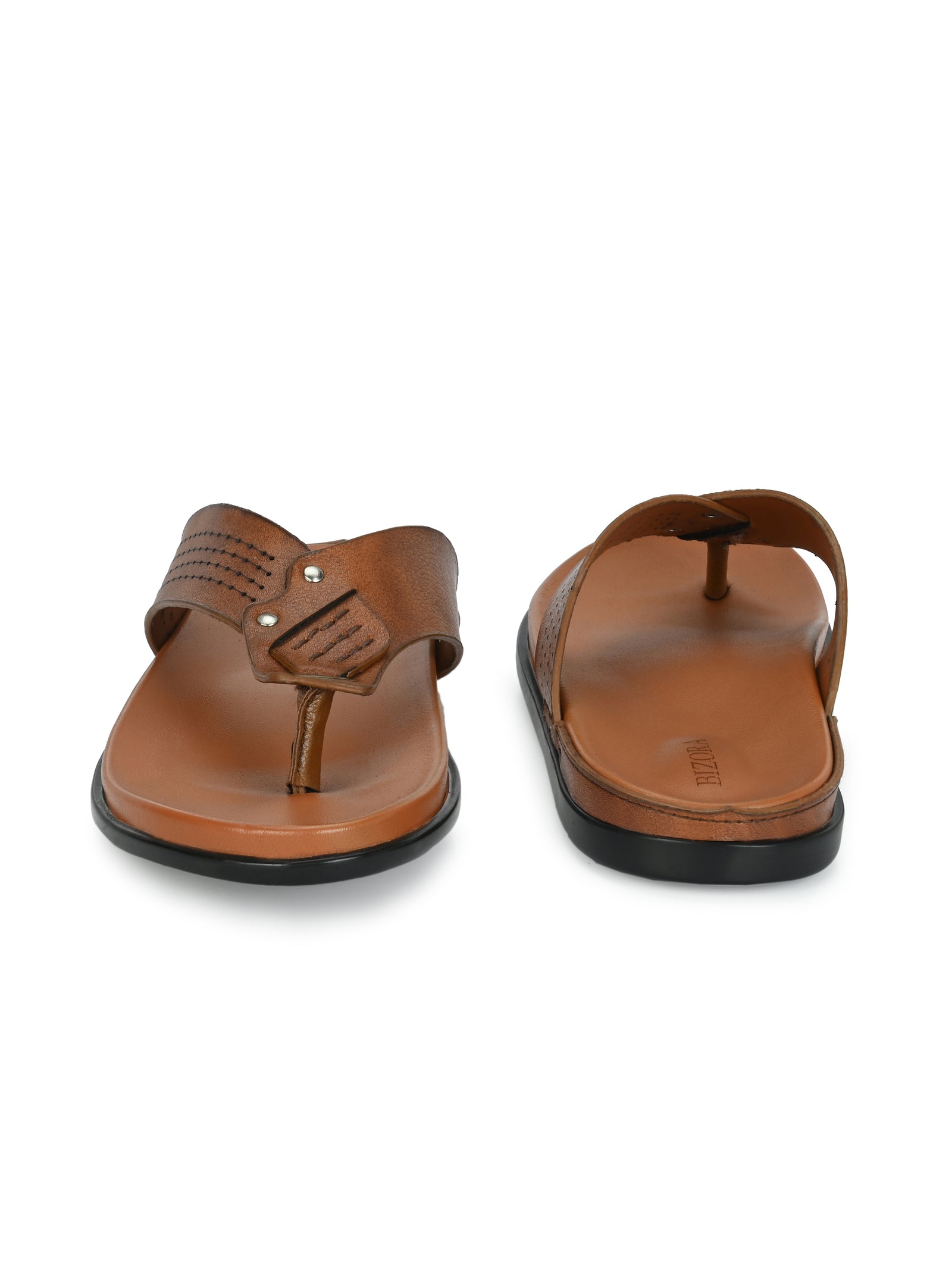 Men Tan V-Shape Slipper