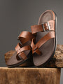 Mens Brown adjustable strip slipper (L-2)