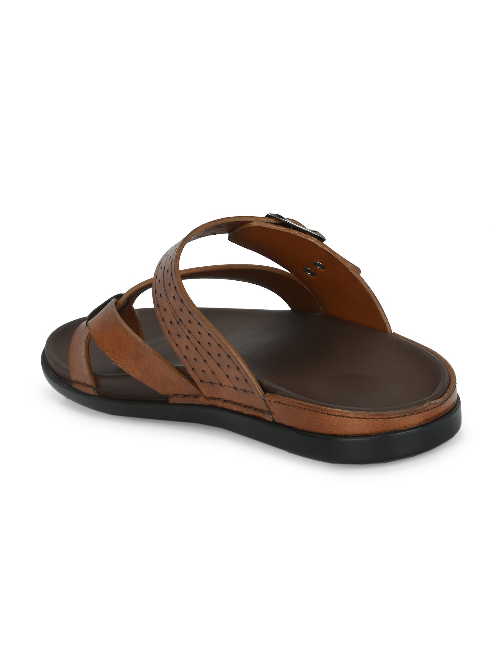 Mens Brown adjustable strip slipper (L-2)