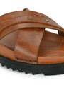 Men's tan cross slide slipper