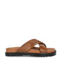 Men's tan cross slide slipper