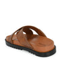 Men's tan cross slide slipper