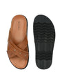 Men's tan cross slide slipper