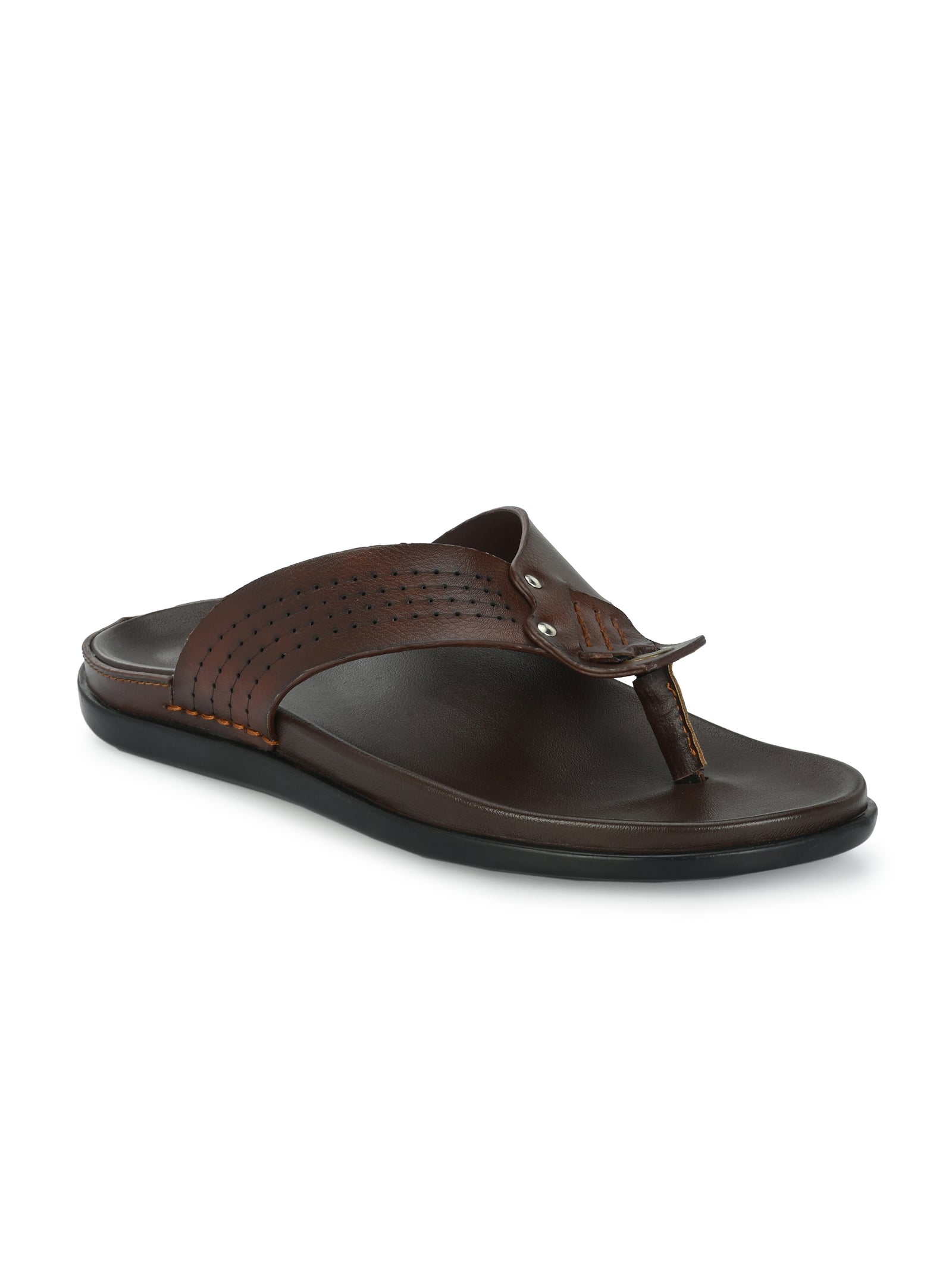 Men Brown V-Shape Slipper