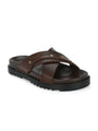 Men's brown cross slide slipper