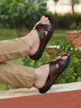 Men's brown cross slide slipper