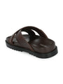 Men's brown cross slide slipper