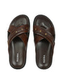 Men's brown cross slide slipper