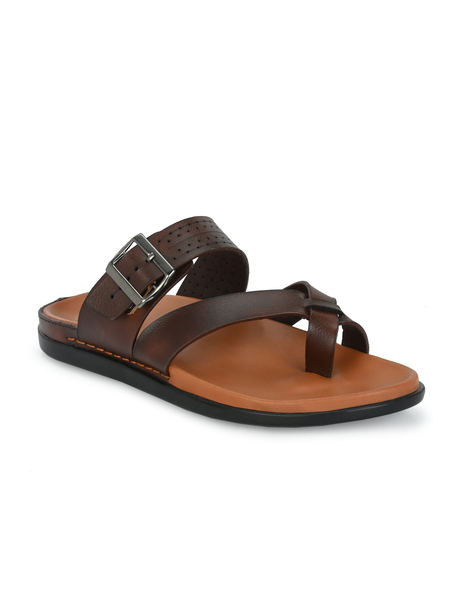 Mens Tan adjustable strip slipper (L-2)