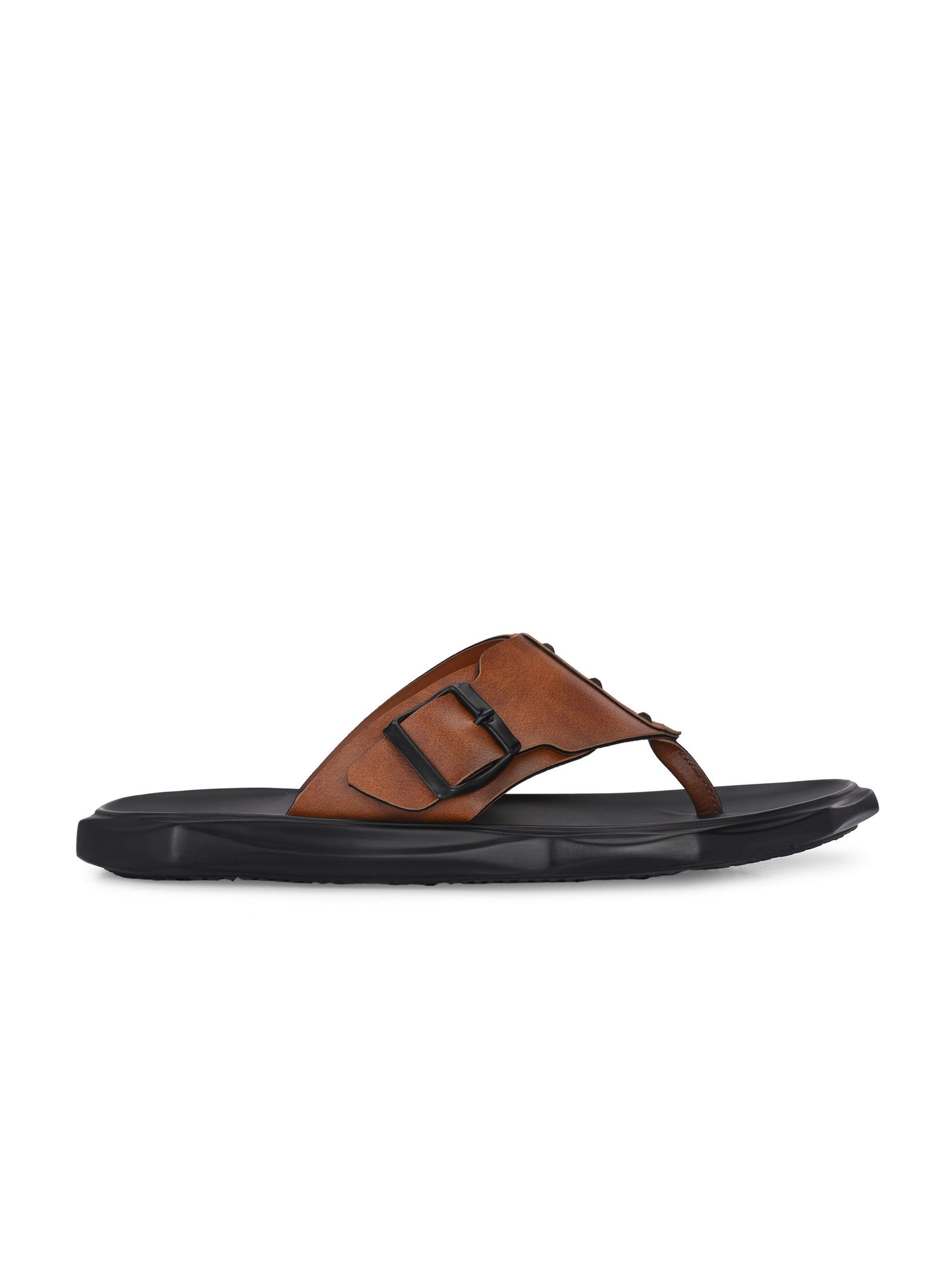 Men tan adjustable strap v-shape slipper (D1)