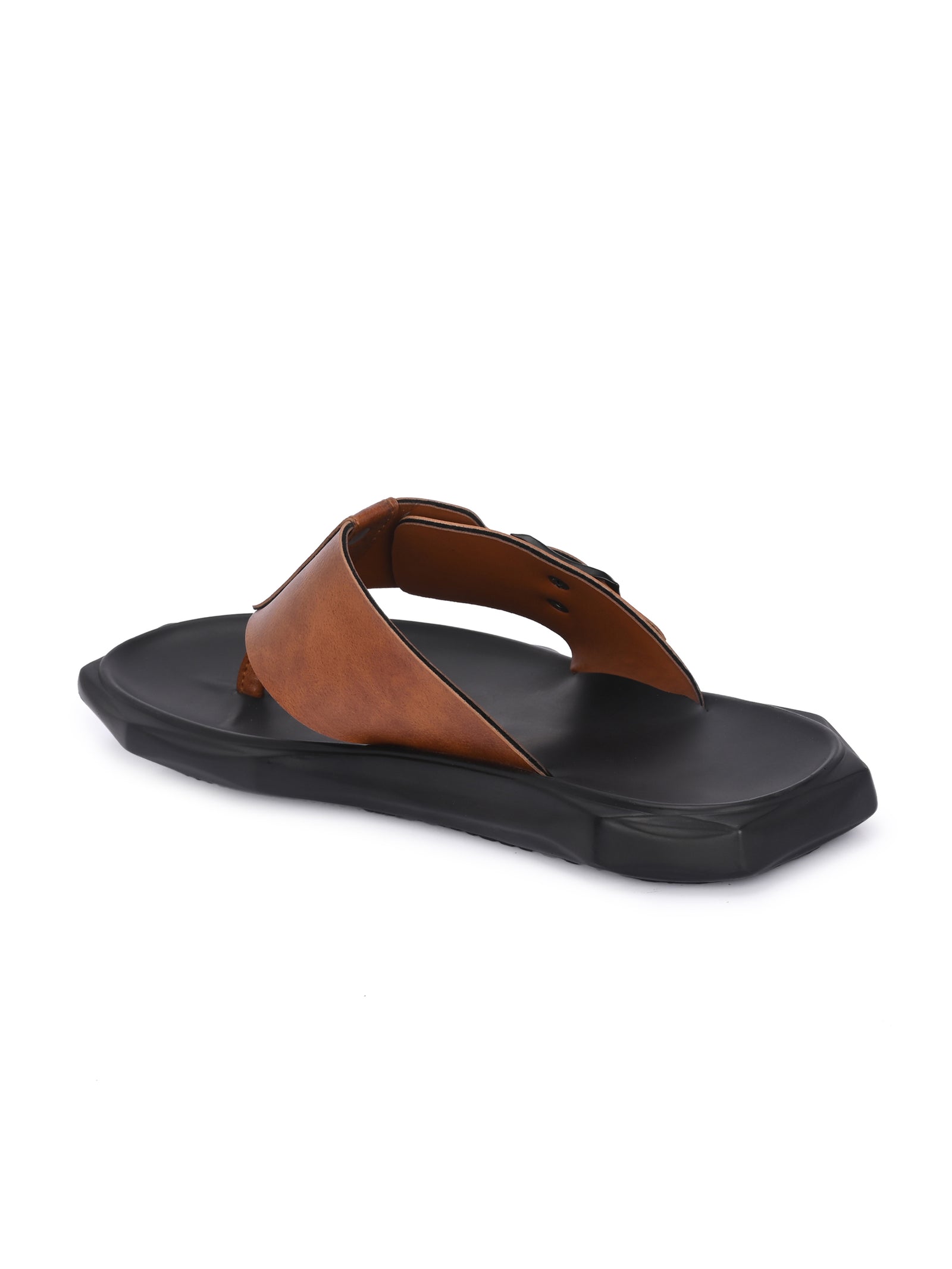 Men tan adjustable strap v-shape slipper (D1)