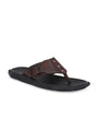 Men brown adjustable strap v-shape slipper (D1)