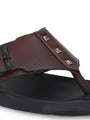 Men brown adjustable strap v-shape slipper (D1)