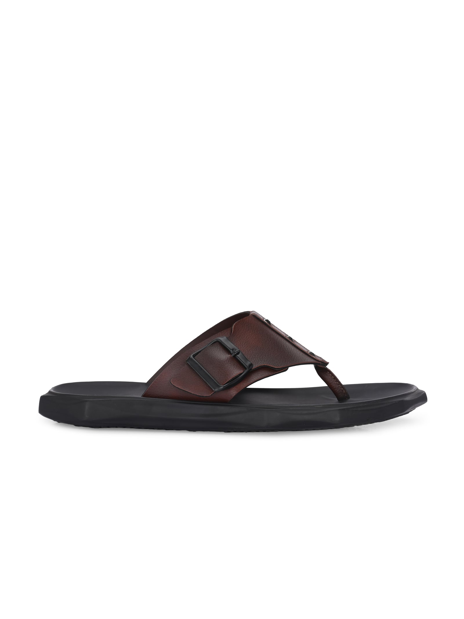 Men brown adjustable strap v-shape slipper (D1)