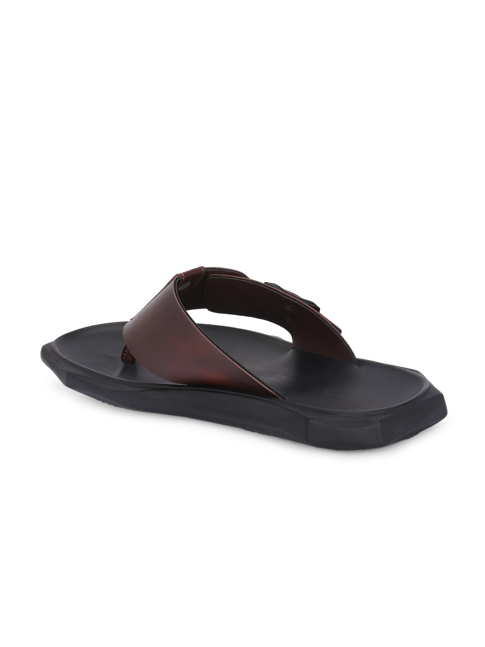 Men brown adjustable strap v-shape slipper (D1)