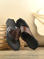 Men brown adjustable strap v-shape slipper (D1)