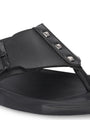 Men black adjustable strap v-shape slipper (D1)